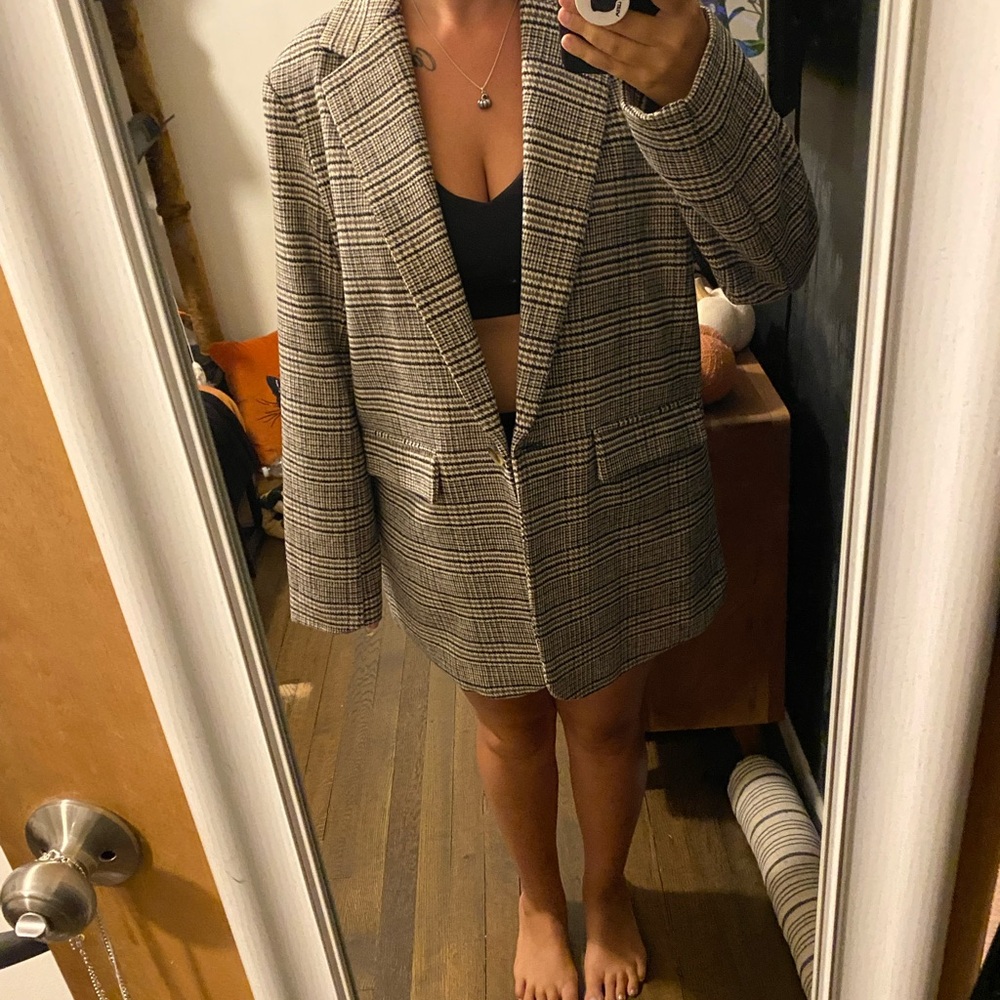 American Eagle Outfitters Women's Checkered Blazer